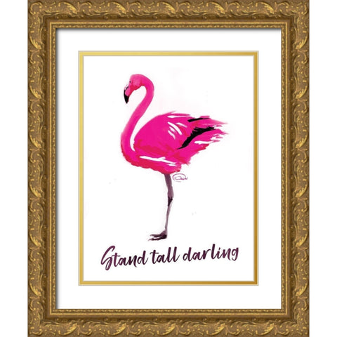 Stand Tall Gold Ornate Wood Framed Art Print with Double Matting by OnRei