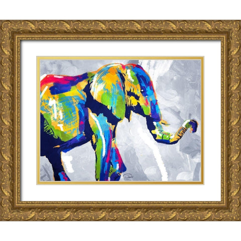 Colorphant Gold Ornate Wood Framed Art Print with Double Matting by OnRei