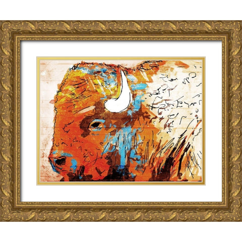 Rich Bison Gold Ornate Wood Framed Art Print with Double Matting by OnRei