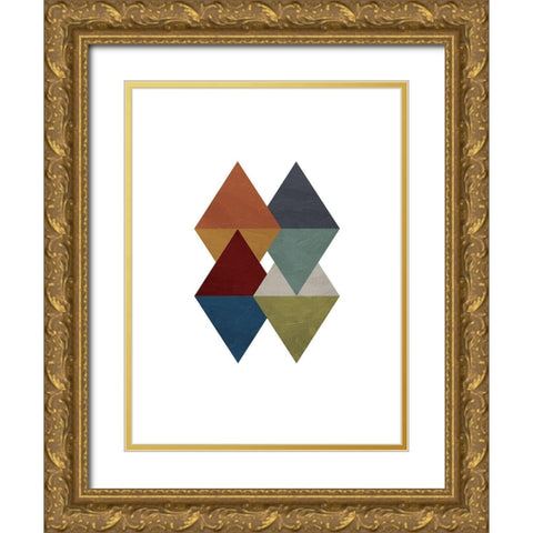 Triangle Overlay Fall Gold Ornate Wood Framed Art Print with Double Matting by OnRei