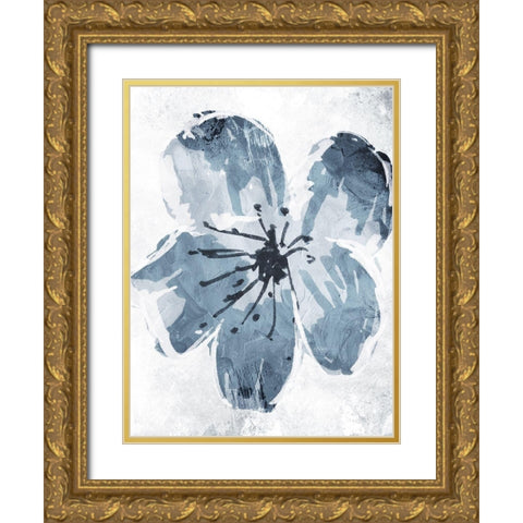 Sketched Cool Flower Mate Gold Ornate Wood Framed Art Print with Double Matting by OnRei