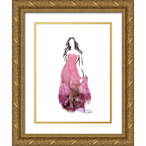 Flower Dress Gold Ornate Wood Framed Art Print with Double Matting by OnRei