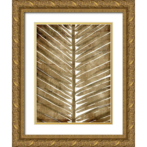 Brown Palms Mate Gold Ornate Wood Framed Art Print with Double Matting by OnRei