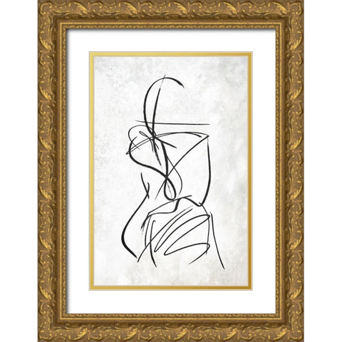 Inner Lines Gold Ornate Wood Framed Art Print with Double Matting by OnRei