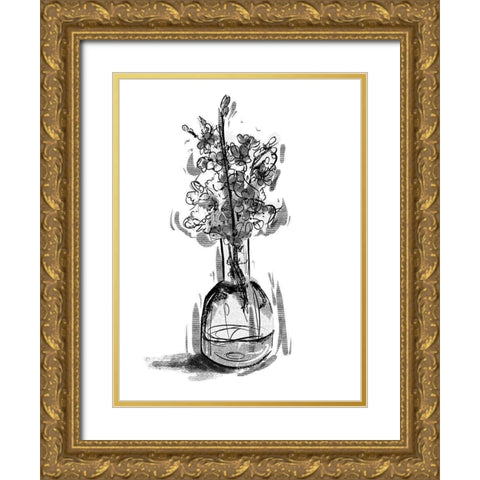 Inked In A Vase Gold Ornate Wood Framed Art Print with Double Matting by OnRei