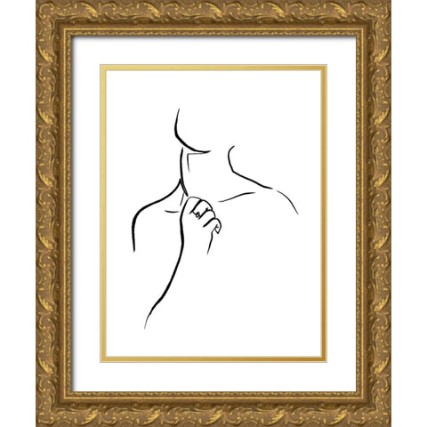 Scribble Neck Gold Ornate Wood Framed Art Print with Double Matting by OnRei