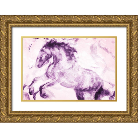 Horse Paint Gold Ornate Wood Framed Art Print with Double Matting by OnRei