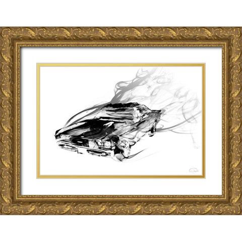 Car Smokin Gold Ornate Wood Framed Art Print with Double Matting by OnRei