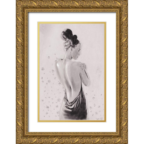 Shes A Flower Gold Ornate Wood Framed Art Print with Double Matting by OnRei