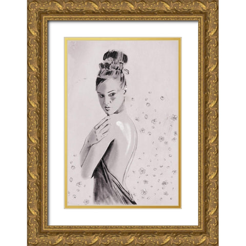 Shes A Flower Too Gold Ornate Wood Framed Art Print with Double Matting by OnRei