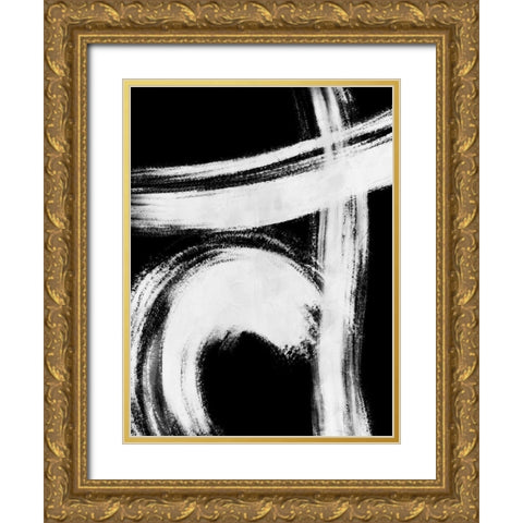 Reversed Strokes 1 Gold Ornate Wood Framed Art Print with Double Matting by OnRei