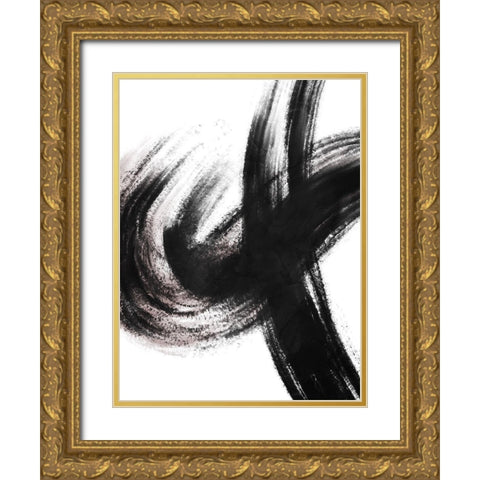 Strokes 2 Gold Ornate Wood Framed Art Print with Double Matting by OnRei