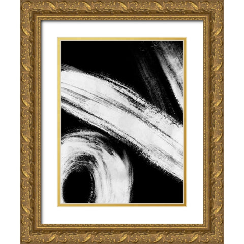 Reversed Strokes 2 Gold Ornate Wood Framed Art Print with Double Matting by OnRei