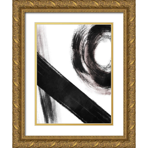 Strokes 4 Gold Ornate Wood Framed Art Print with Double Matting by OnRei