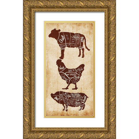 Farm Cuts Gold Ornate Wood Framed Art Print with Double Matting by OnRei