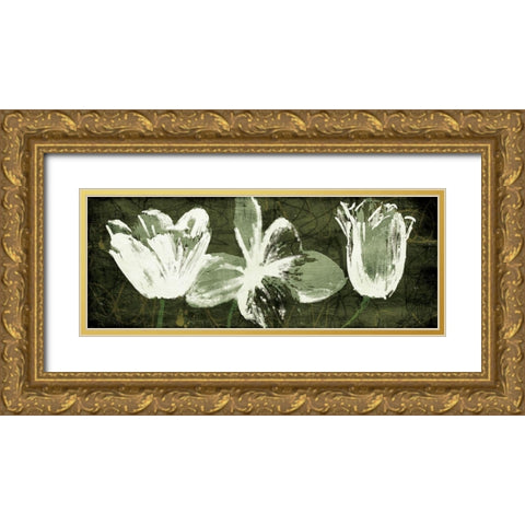 Floral Trio Gold Ornate Wood Framed Art Print with Double Matting by OnRei