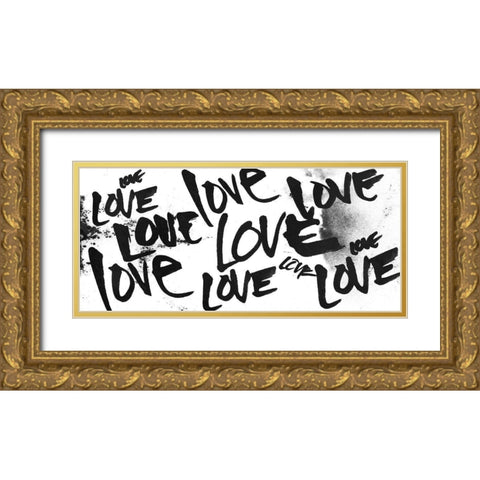 Multi Love Gold Ornate Wood Framed Art Print with Double Matting by OnRei