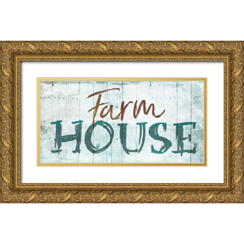 Farm House Gold Ornate Wood Framed Art Print with Double Matting by OnRei