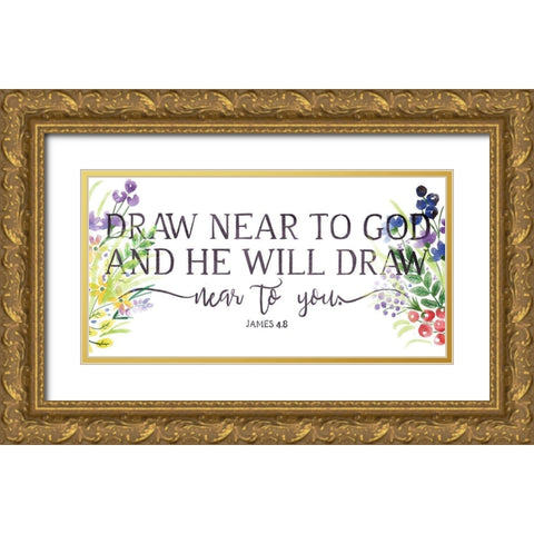 He Will Draw Gold Ornate Wood Framed Art Print with Double Matting by OnRei