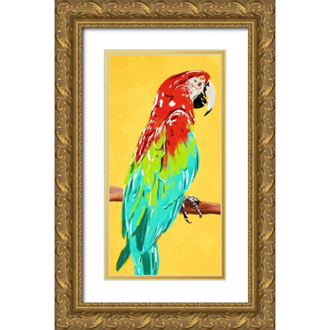 Fun Parrot 1 Gold Ornate Wood Framed Art Print with Double Matting by OnRei