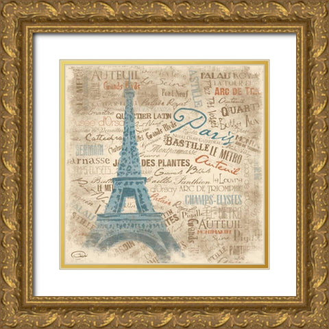 Paris SQ Gold Ornate Wood Framed Art Print with Double Matting by OnRei