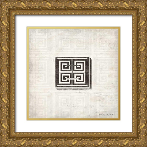 GEO Gold Ornate Wood Framed Art Print with Double Matting by OnRei