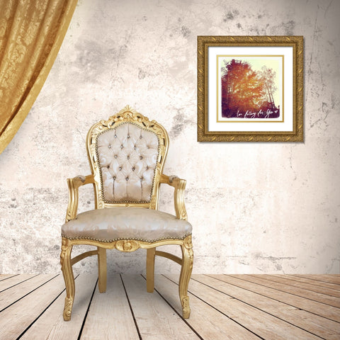 Falling Gold Ornate Wood Framed Art Print with Double Matting by OnRei