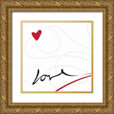 LITTLE BIT OF LOVE Gold Ornate Wood Framed Art Print with Double Matting by OnRei