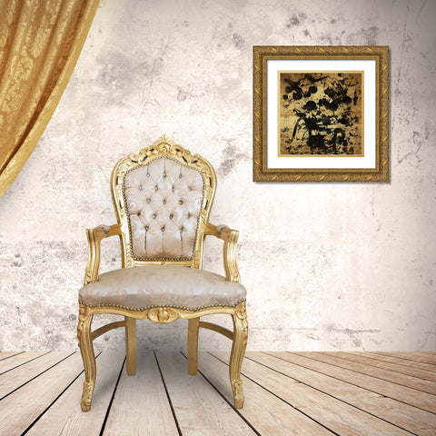 Splatter GOLD Gold Ornate Wood Framed Art Print with Double Matting by OnRei