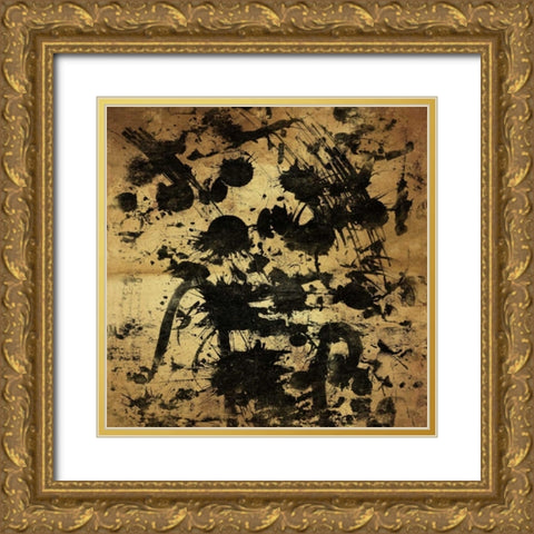 Splatter GOLD Gold Ornate Wood Framed Art Print with Double Matting by OnRei