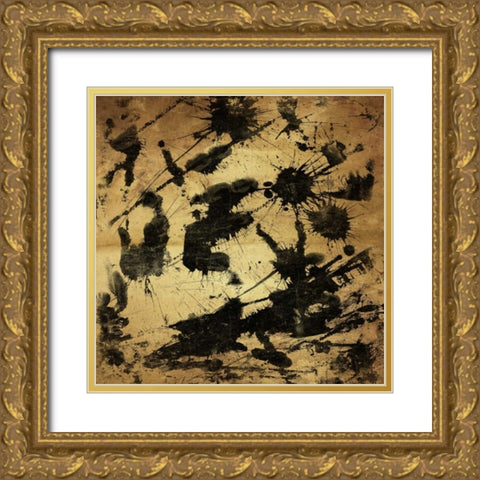 Splatter 2 GOLD Gold Ornate Wood Framed Art Print with Double Matting by OnRei