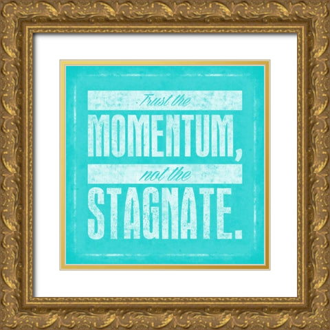 Stagnate Teal Gold Ornate Wood Framed Art Print with Double Matting by OnRei