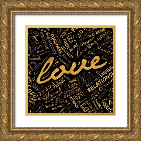 Gold Love Gold Ornate Wood Framed Art Print with Double Matting by OnRei