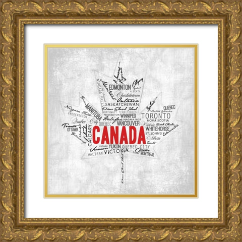 Canada Provinces Gold Ornate Wood Framed Art Print with Double Matting by OnRei