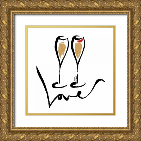 Love  Champagne Gold Ornate Wood Framed Art Print with Double Matting by OnRei