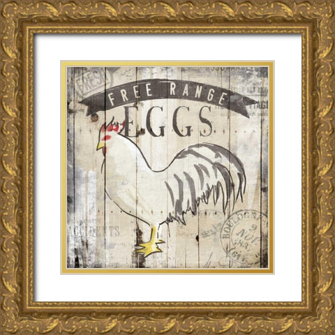 Free Range Eggs Gold Ornate Wood Framed Art Print with Double Matting by OnRei