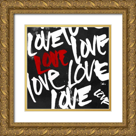 Love Love Love Gold Ornate Wood Framed Art Print with Double Matting by OnRei