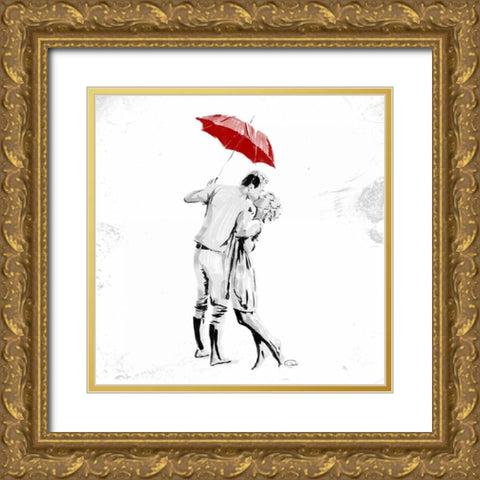 True Love Red Pop Gold Ornate Wood Framed Art Print with Double Matting by OnRei