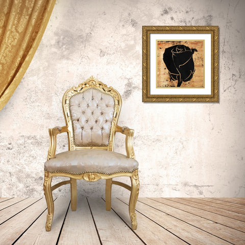 Ink Rose Gold Ornate Wood Framed Art Print with Double Matting by OnRei