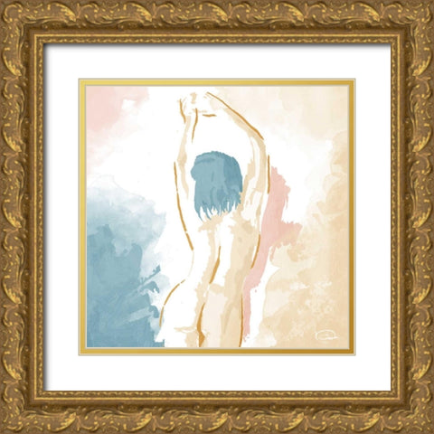 Stretch Gold Ornate Wood Framed Art Print with Double Matting by OnRei