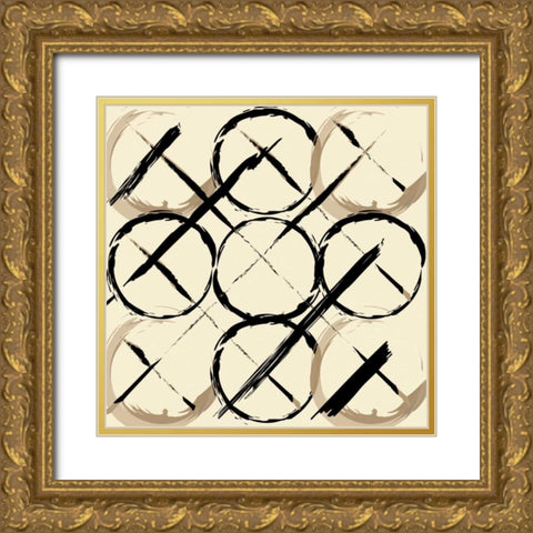 XOXO Brown Gold Ornate Wood Framed Art Print with Double Matting by OnRei