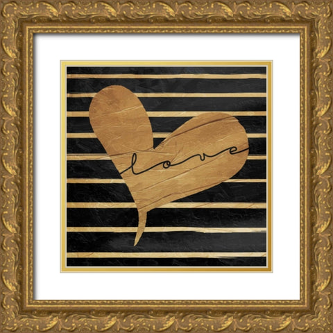 Love Lines Gold Ornate Wood Framed Art Print with Double Matting by OnRei