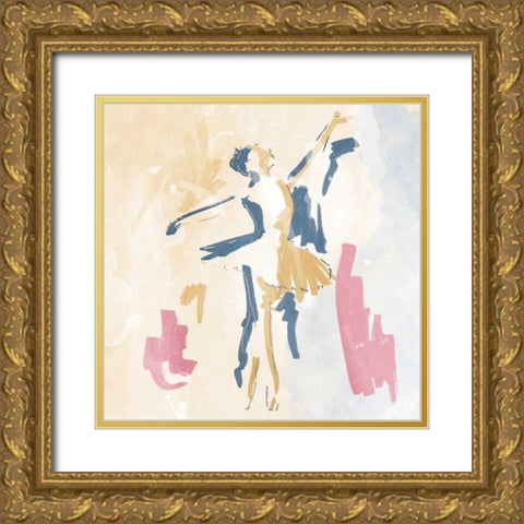 Sketched Ballerina 1 Gold Ornate Wood Framed Art Print with Double Matting by OnRei