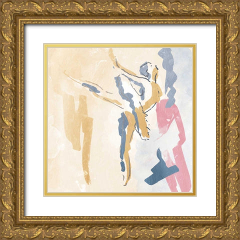 Sketched Ballerina 2 Gold Ornate Wood Framed Art Print with Double Matting by OnRei