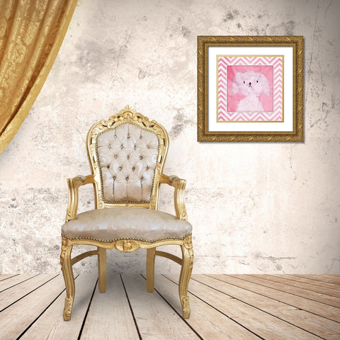 Pink Pooch Gold Ornate Wood Framed Art Print with Double Matting by OnRei