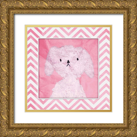 Pink Pooch Gold Ornate Wood Framed Art Print with Double Matting by OnRei