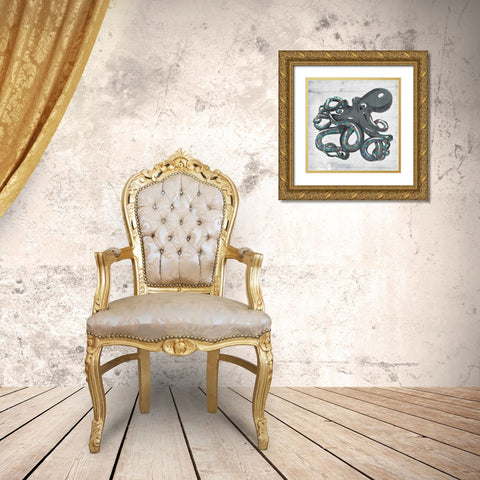 Octo Rings Gold Ornate Wood Framed Art Print with Double Matting by OnRei