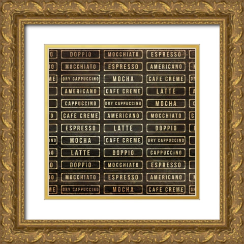 Coffee List Gold Ornate Wood Framed Art Print with Double Matting by OnRei