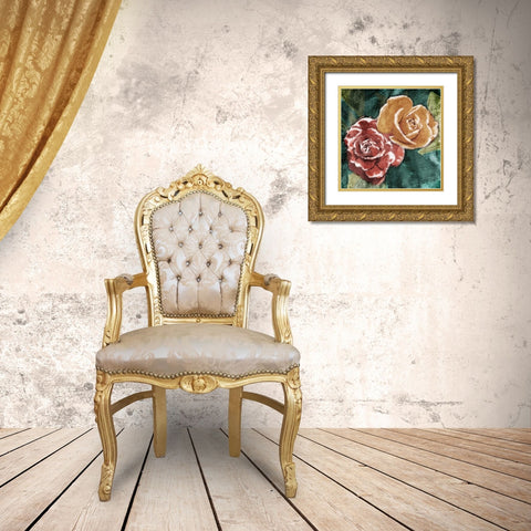 Loving Roses Gold Ornate Wood Framed Art Print with Double Matting by OnRei