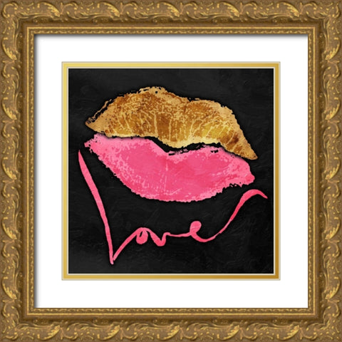 Love Lips Gold Ornate Wood Framed Art Print with Double Matting by OnRei